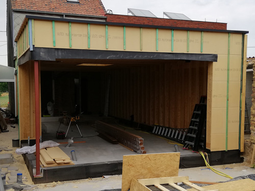 Aanbouw in Houtskelet met dak in EPDM - Moen